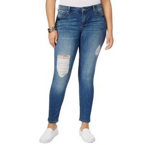 Celebrity Pink Body Sculpt Mid Rise Skinny Distressed Denim Stretchy Jeans, 16